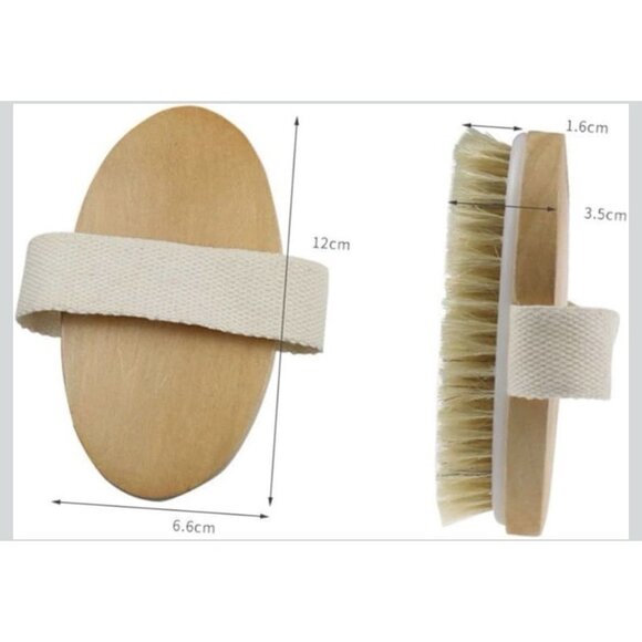 Dry Brush/Bath Brush Natural Bristles for Gentle Exfoliation With Wooden Handle - Picture 2 of 5